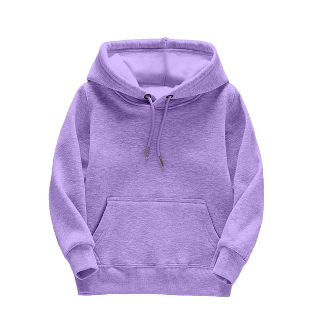 Gibobby Sudadera con cuello redondo y forro polar para niñosniños niñas sólido manga larga Patchwork con capucha gruesa cálida sudadera pulóver blusa Top(Morado, 10-12 Años)