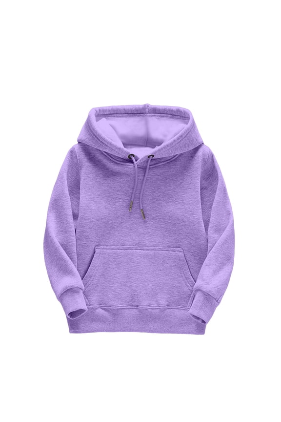 Toddler Girls Sweatshirt Solid Long Sleeve Patchwork Hooded Thickened Warm Pullover Sweatshirts for Kids 3T-4T