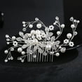 thumbnail image 4 of Teissuly Bridal Wedding Crystal Alloy Hair Accessories Hair Comb Pearl Pin Coil Hair Iron, 4 of 9
