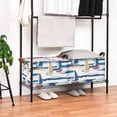 thumbnail image 3 of Yayeee Foldable Storage Basket for Shelves with Handles Waterproof Cloth Bins, Dark Blue Hand Drawn Sailboats, 3 of 7