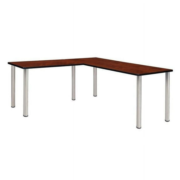 Regency  72 in. Kee L-Desk with 42 in. Return, Cherry & Chrome