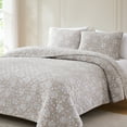 thumbnail image 2 of Lush Decor Zara Floral Block Reversible Cotton Quilt 3 Piece Set King/ Cal King Neutral - Floral Bedding Set - Block Print Quilt - Vintage Coquette Decor, 2 of 10