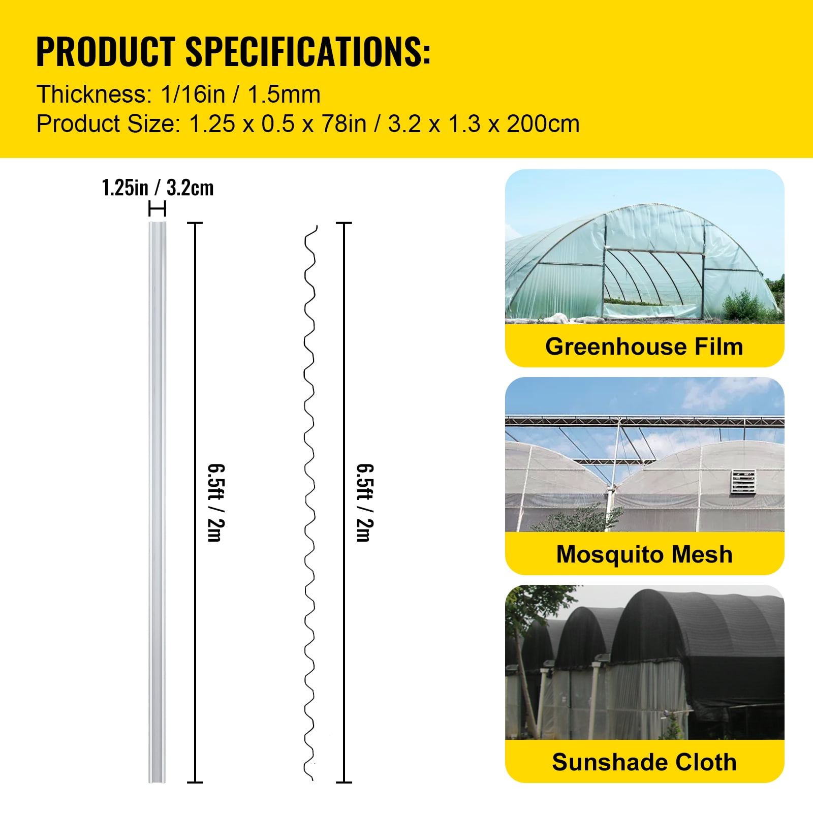 Jiggly Greenhouse Wire and Channel Kit | 1 x 6.5' Aluminum Greenhouse Channel with 6.5' Steel Wire Jiggly Wire | PVC Coated Wire and U-Channel 