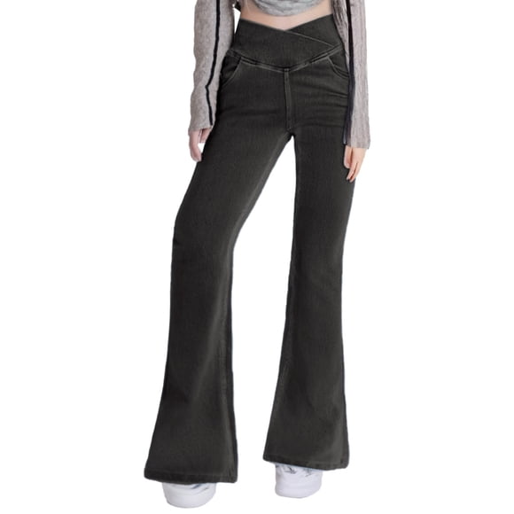 Women Pull On Yoga Denim Joggers Elastic Waist Stretch Drawstring Jeans Casual Baggy Jeans Jeans Pants Yoga Pants Women'S Jeans Dark Gray M