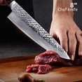 thumbnail image 3 of Kitchen Knife 4Pcs Set with Multiple Sizes German Stainless Steel Japanese Knives Ultra Sharp Chef Santoku Knives for Chopping, Slicing, Cutting (Irregular Hammered Pattern), 3 of 7