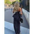 thumbnail image 6 of Women'S Polka Dot Print Halter Peplum Top & Wide Leg Pants 2 Piece Outfit Set, 6 of 9