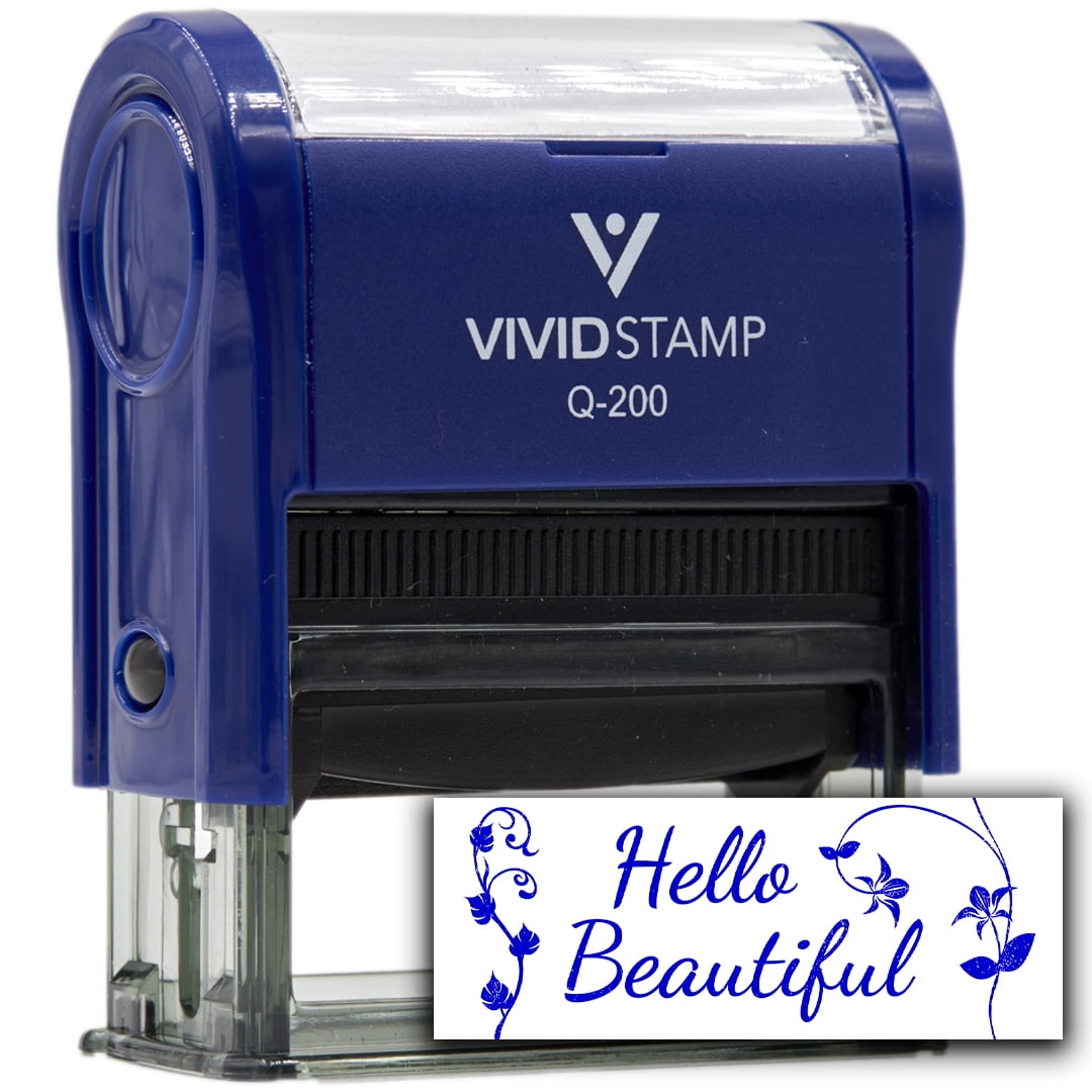 (3 pack) All Quality Hello Beautiful Self-Inking Rubber Stamp | Family & Friends | Novelty Homely Stamps (Blue Ink) - Q-200