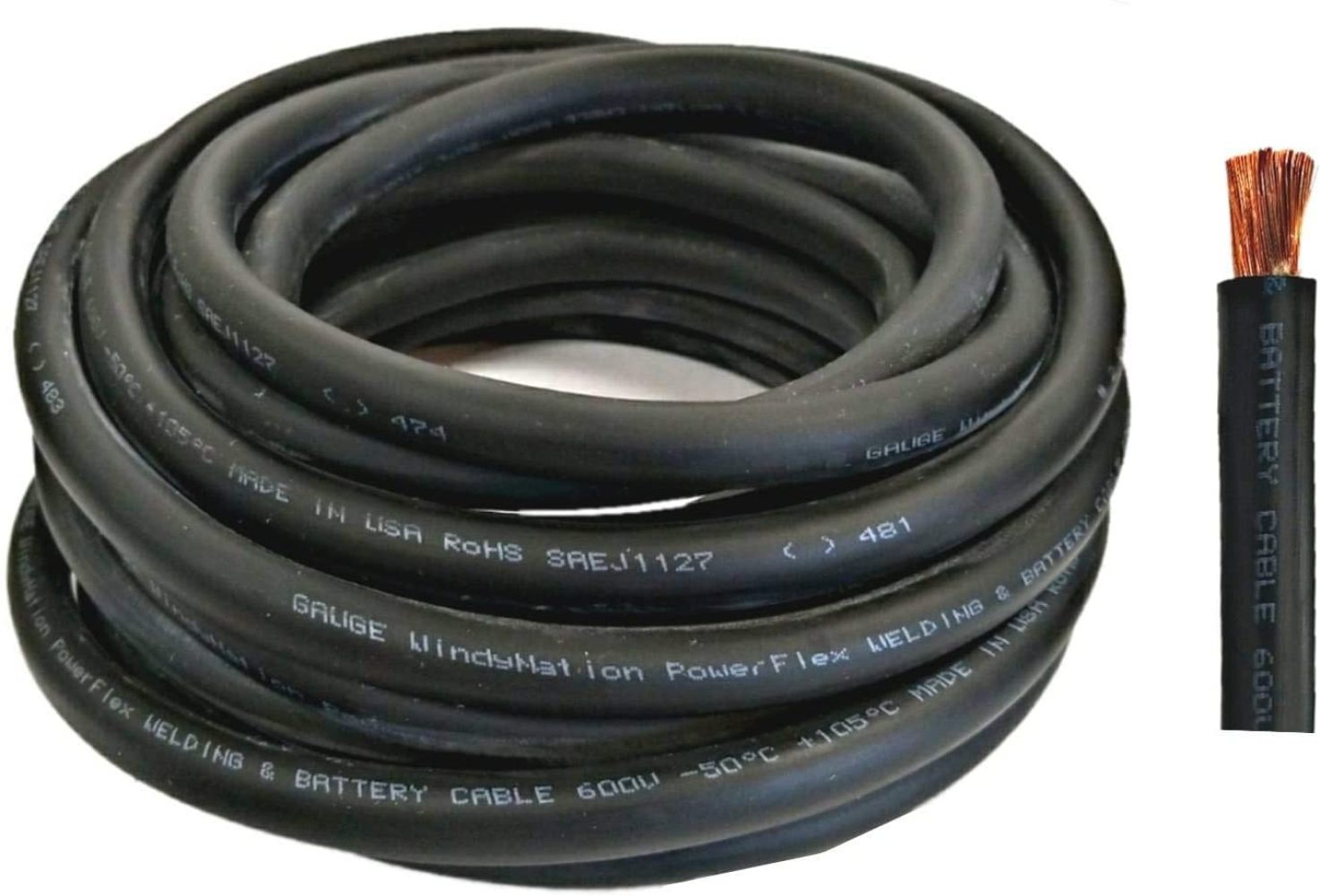 TEMCo 2/0 Gauge AWG 30 Ft Black + 30 Ft Red Flexible Copper USA Welding Cable Battery Wire