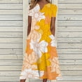 thumbnail image 1 of Fshaion Robe d'Été pour Femmes 2024 Grande Taille Manches Courtes Col en V Imprimée Robe Ample en Solde à Moins de 10!, 1 of 5