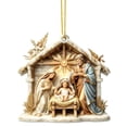 thumbnail image 4 of Clearance!3.15in Nativity Scene Christmas Ornament, Acrylic Hanging Ornament, Holy Family Birth of Christ Mary Jesus Decor, Indoor Outdoor Christmas Tree Decoration Religious Xmas Gift, 4 of 7