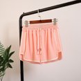 thumbnail image 2 of Aayomet Womens Workout Shorts Womens Lightweight Shorts Casual Drawstring Elastic Waist Cotton Shorts with Pockets,Pink XXL, 2 of 2