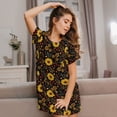 thumbnail image 3 of Balery Sunflowers Leaves Camisón de manga corta con cuello redondo para mujer, cómodo y elegante., 3 of 6