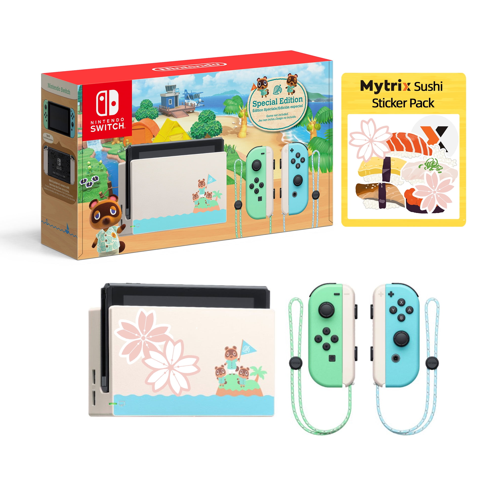 Nintendo Switch Animal Crossing Special Console and JC with Mytrix Japan Sushi Series Pcs Stickers - Walmart.com