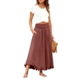 thumbnail image 2 of Wutalume Maxi Skirts for Women Flowy - High Waist Elastic Waist Solid Color Long Maxi Skirt, Soft and Lightweight for Beach Vacation Summer Daily Wear,Wine M, 2 of 8