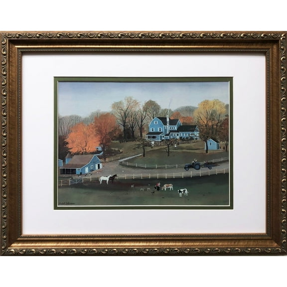 Michel Delacroix "Cornerstone Farm" CUSTOM FRAMED Primitive Art Generic