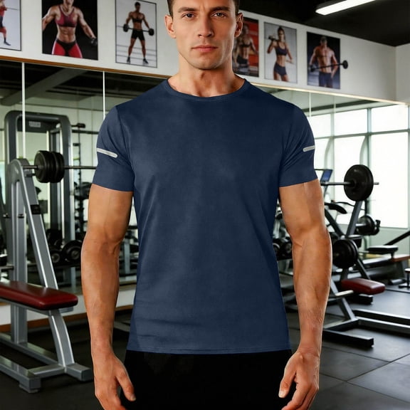 Kalauyu Men's Dry Fit T Shirts Athletic Running Gym Workout Short Sleeve Tee Shirts for Men