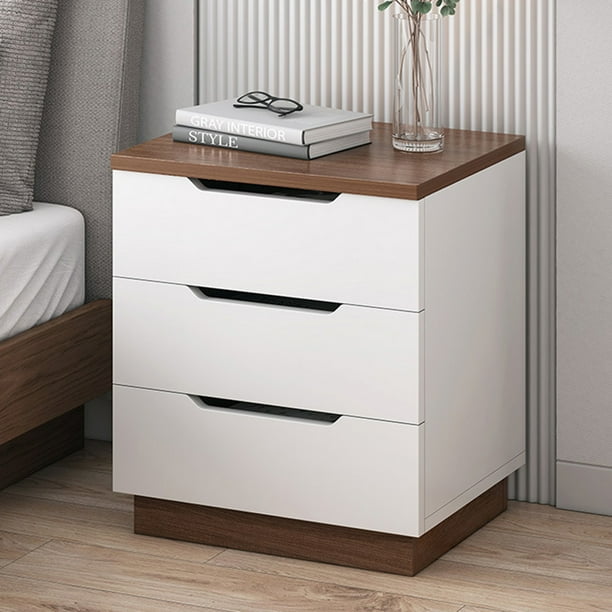 Modern Bedside Table Nightstand With 3 Storage Drawers Bedroom Cabinet Walmart Com Walmart Com