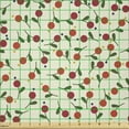 thumbnail image 2 of Ambesonne Floral Fabric by the Yard Microfiber, Simple Circle Shaped Flowers, 5 Yards, Ivory Olive Green Scarlet, 2 of 2