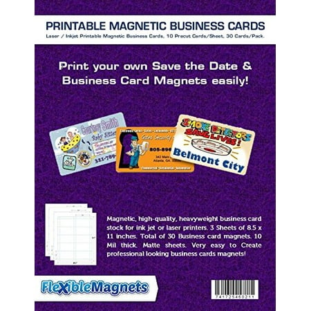 3 Inkjet Printable Business Card Magnetic Sheets. Pre-cut Cards. 30 Cards total, Magnetic, high-quality, heavyweight business card stock for ink jet or laser.., By Flexible (Best Quality Business Cards)