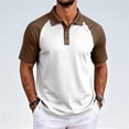thumbnail image 6 of Hsovts Mens Color Block Polo Shirt- Turndown Collar Breathable Raglan Sleeve Lightweight Summer Casual Short Sleeve Polos Brown 3XL, 6 of 7