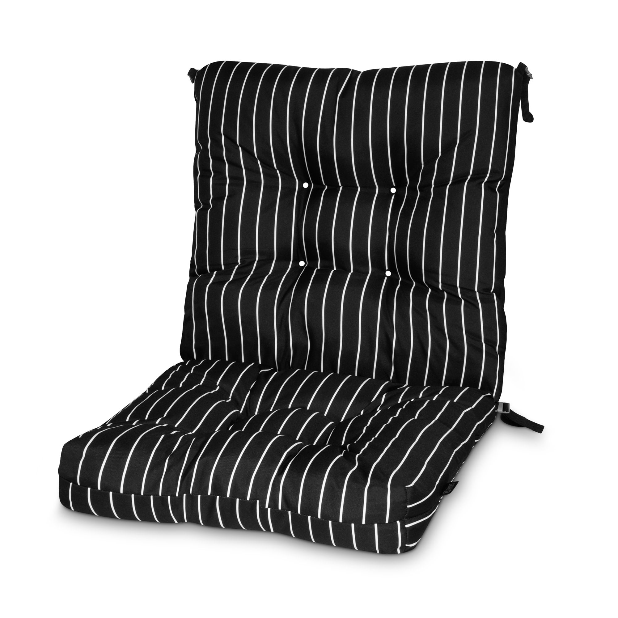 Patio Chair Cushion, Black Ink, Stripe, 21”W x 19”D (seat) x 22.5”H (back)