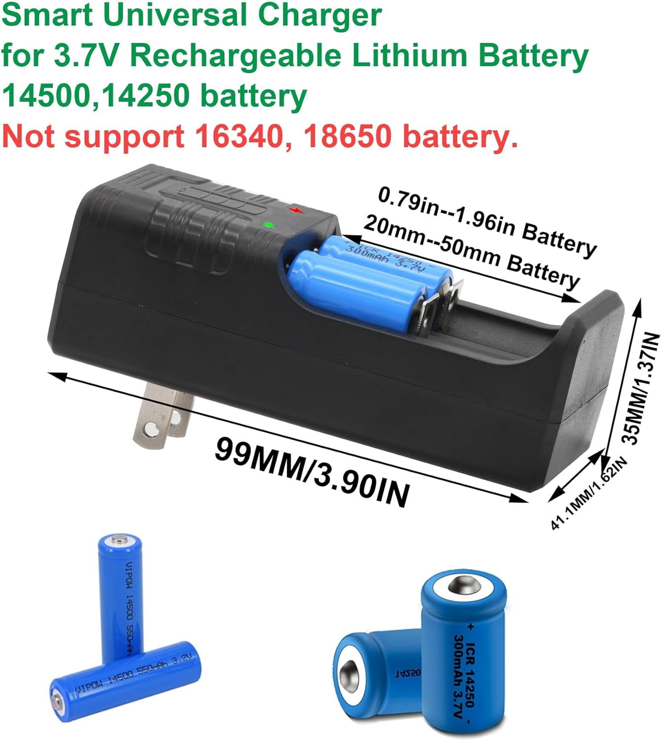 14250 Battery Rechargeable 4 Pack, 3.7V Lithium Battery 1/2AA Batteries for Dog Collars, Security Systems,with Battery Charger
