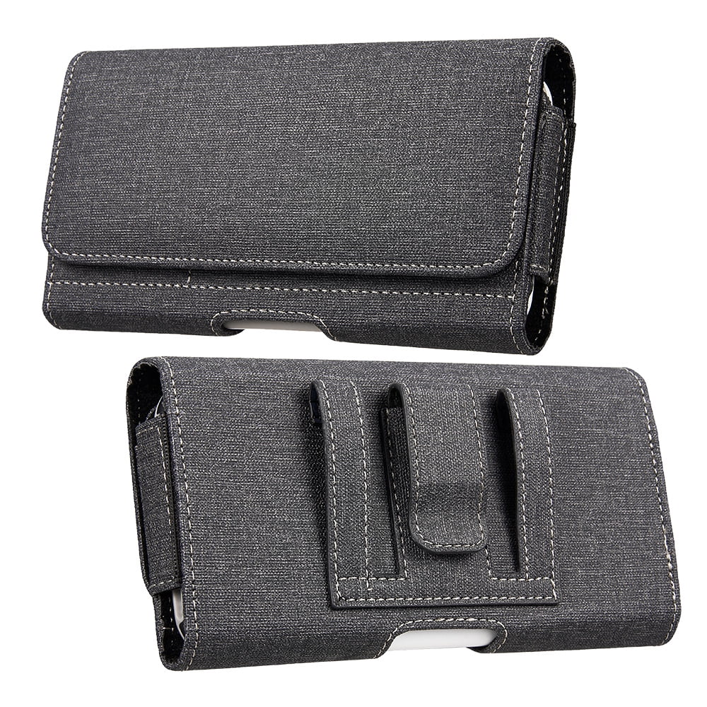 6.5-inch Horizontal Universal Cell Phone Holster Pouch with Belt Clip and Card Slots