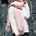 thumbnail image 2 of Alkepwun Chunky Scarf Fluffy Warps for Women Winter Thick Soft Shawl Double Sided Two Tone Tassel Matching Color Scarf shawl, 2 of 3