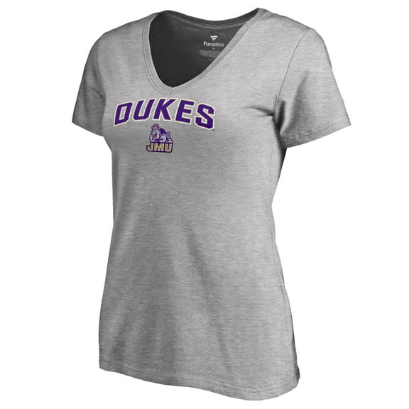Women's Ash James Madison Dukes Proud Mascot Slim Fit T-Shirt