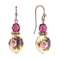 thumbnail image 3 of 1928 Jewelry Women's Rose Gold Tone Manor House Rose Purple Crystal Bead Flower Drop Earrings, 3 of 4