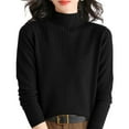 thumbnail image 4 of WTXUE Turtleneck Sweatshirt Crochet Sweaters High Neck Long Sleeved Textured Printed Knitted Base Layer Loose Inner Sweater Oversized Sweatshirt Half Zip Pullover Womens Sweatshirt Black Xxl, 4 of 9