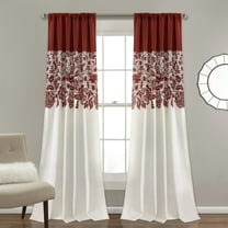 Lush Decor Estate Garden Print Room Darkening 84" x 52" Floral Red 3" Rod Pocket 2-Piece Set Window Panel Curtain