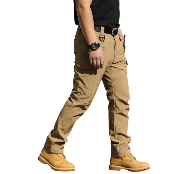Stretch Tactical Pants Mens Waterproof Ripstop Fabric Cargo Pants Lightweight Casual Hiking Outdoor Work Pants Brown S