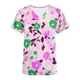 thumbnail image 5 of Rciityk Scrub for Women Tops Casual V-Neck Nursing Uniform T Shirt Summer Floral Printed Short Sleeve Workwear Medicals Blouse with Pocket, 5 of 5