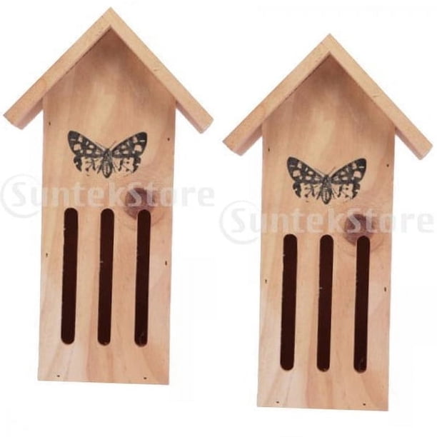 2x Casa De Mariposas De Madera Refugio Impermeable Para Mariposas, , Decoración De Jardín