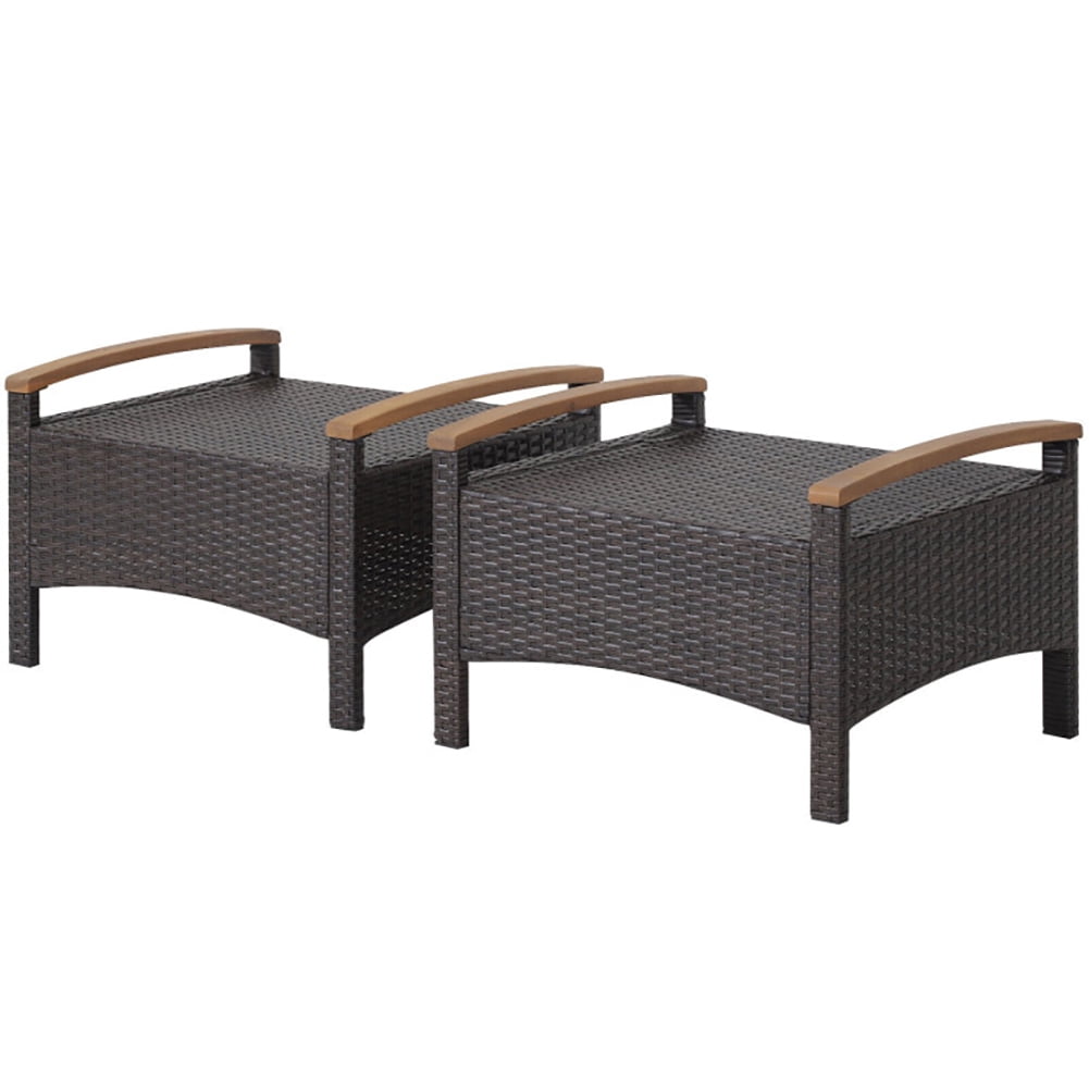 Aimee Lii Set of 2 Fade-Resistant Wicker Patio Ottoman, Outdoor Patio Furniture, Navy Aimee Lii Set of 2 Fade-Resistant Wicker Patio Ottoman, Outdoor Patio Furniture, Navy