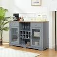 thumbnail image 4 of Modern Farmhouse Buffet Cabinet, Sideboard With 2 Drawers And Elegant Glass Door Cabinets, Wine And Glass Rack, Coffee Bar For Kitchen, Dining Room, Light Blue And Light Oak, 56.46"W*15.55"D*35.74"H, 4 of 9