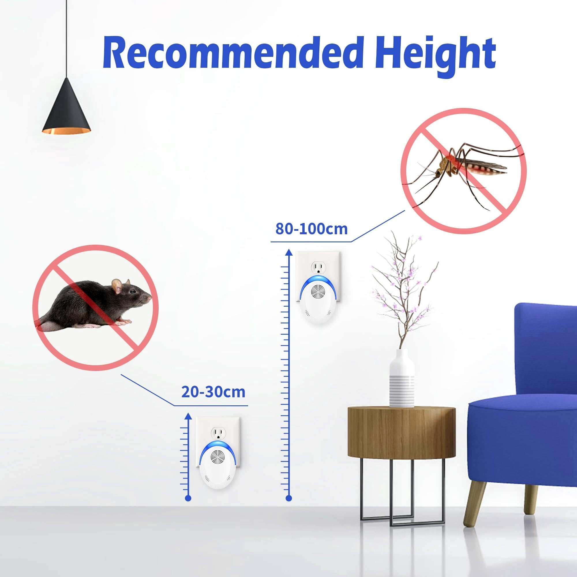 Ultrasonic Pest Control Repeller Pest Repeller Plug In - Repel Rodents, Mosquitos, Roaches, Bed Bugs, Flies, Spiders & Bat 6/12Pack