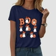 thumbnail image 2 of zaveiop Halloween Shirts for Women 2025 Boo Print Shirt Women Seven Ghost Pumpkin Spider Graphic Tee Spooky Season T-Shirt (Z-Navy, S), 2 of 5