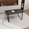 thumbnail image 4 of Dtwnek 59" Rectangular Dining Table with Metal Base, 1.5" Thick wood Tabletop Dining Table for Home, Kitchen, Dining Room, Black, 4 of 11
