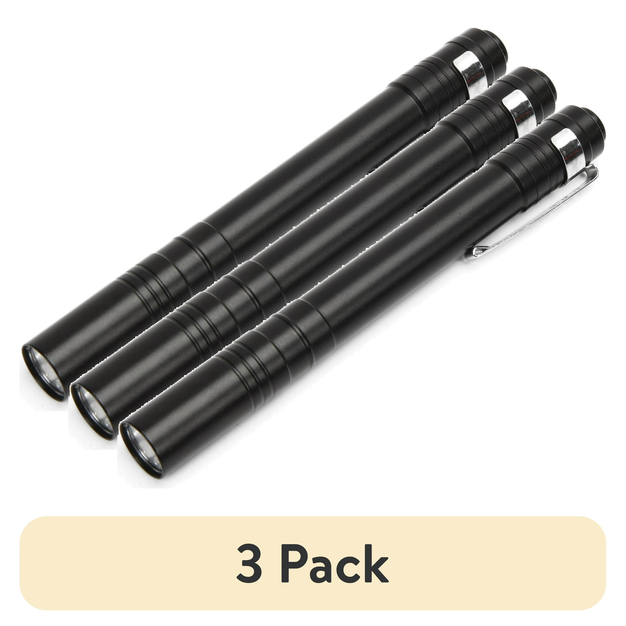 (3 pack) Hyper Tough 25-Lumen LED Penlight Flashlight, Red, Aluminum, Model 8112