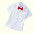 thumbnail image 4 of Pitauce 2T-14Y Boys' Short Sleeve Button Down Dress Shirt Kids Formal School Uniform Shirt with Bow Tie, 4 of 5