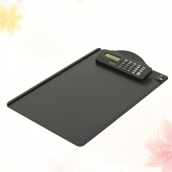 NICEXMAS Plastic Clip Board with Calculator Black A4 Paper Holder Clipboard for Writing