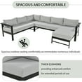 thumbnail image 4 of Outdoor Patio Sectional Conversation Sofa Set, U-Shaped Aluminum Sofa Set with Thick Cushions and Backrests for Gardens, Backyards, and Balconies-Gray, 4 of 12