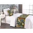 thumbnail image 2 of Jungle Boho Bed Runner Set, Tropical Forest Vibe American Traditional Art of Tiger and Floral, Decorative Bedding Scarf & a Pillow Sham for Hotels Homes, Twin, Peacock Green Apricot, by Ambesonne, 2 of 3
