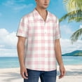 thumbnail image 3 of Pofeuu Pink Checkboard Print Hawaiian Shirt for Men Sleeves Casual Button Down Summer Beach Dress Shirts T-Shirts,Large, 3 of 7