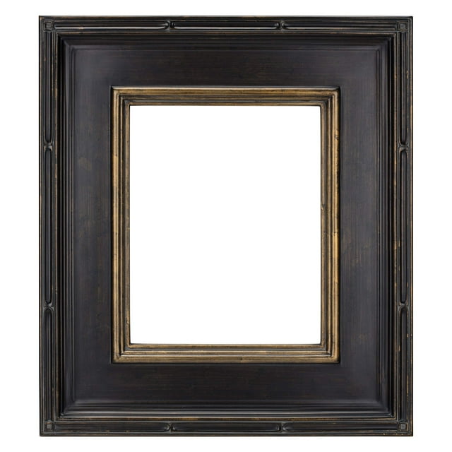 Marco De Fotos Adornado Museum Plein Aire - 20 X 24 Negro Antiguo Con Marcos De Pintura Al Óleo Dorados | Marcos De Estilo Antiguo De Alta Gama Con Hojas Hechas A Mano | Marcos Traseros Abiertos Sin V