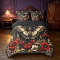 thumbnail image 3 of Homewish Boho Butterfly Queen Bedding, Mushroom Floral Leaf Bedding Comforter Set Queen, Black Reversible 7 Pieces, 3 of 7