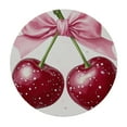 thumbnail image 4 of Autua Pink Cherries Kitsch Round Tablecloth Stain-Resistant Washable 31"-35, 4 of 8