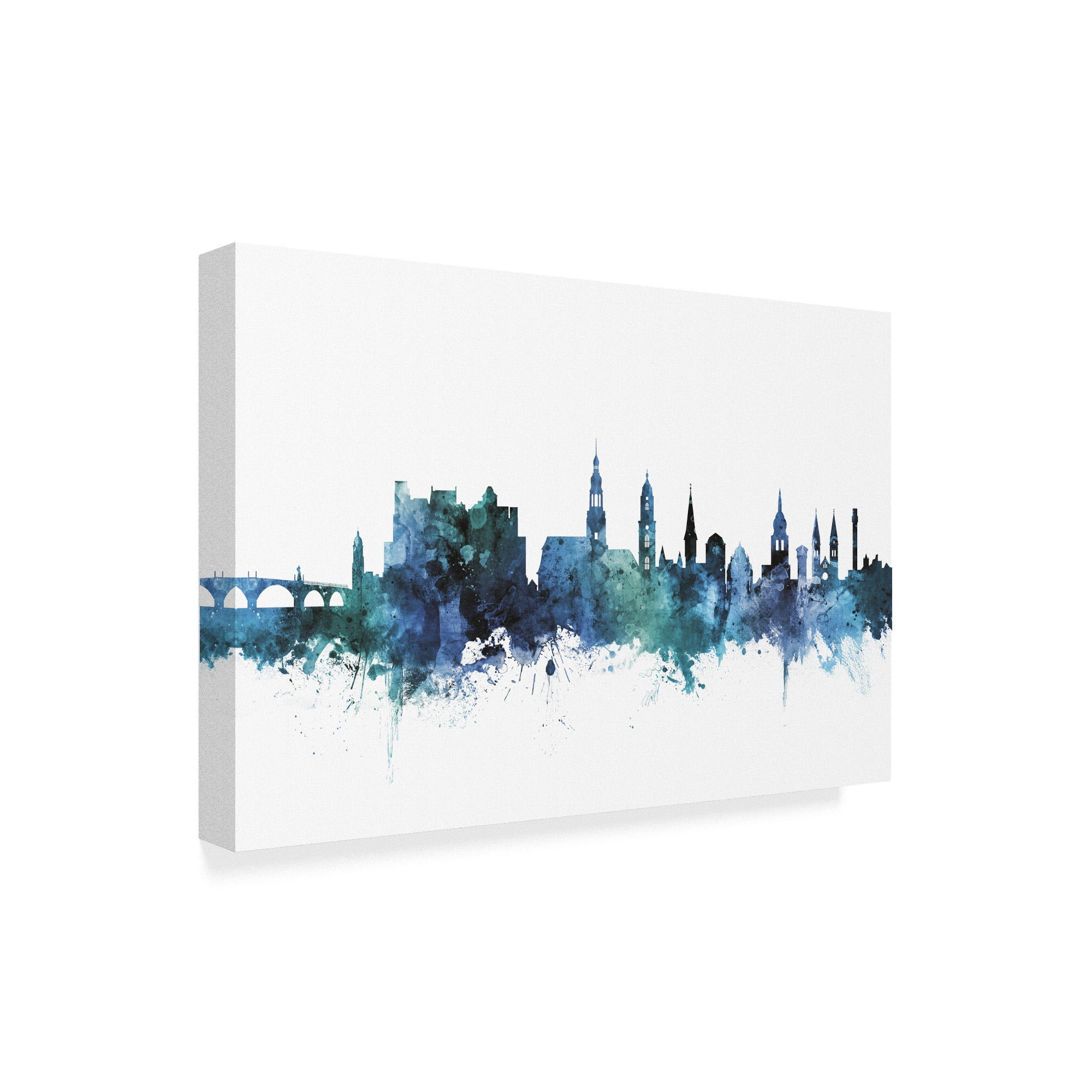 Trademark Fine Art 'Heidelberg Germany Blue Teal Skyline' Canvas Art by Michael Tompsett